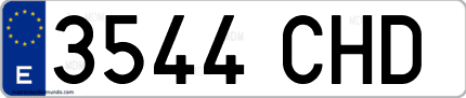 Ejemplo de matrícula de coche ordinaria 3544 CHD