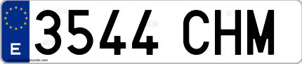 Ejemplo de matrícula de coche ordinaria 3544 CHM
