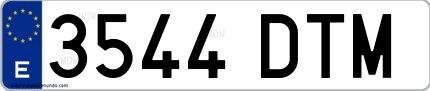 Ejemplo de matrícula española 3544 DTM
