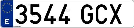 Ejemplo de matrícula española 3544 GCX