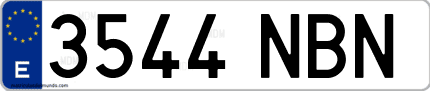 Ejemplo de matrícula de coche ordinaria 3544 NBN