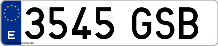 Ejemplo de matrícula de coche ordinaria 3545 GSB