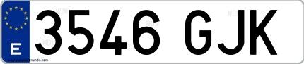 Ejemplo de matrícula española 3546 GJK