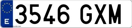 Ejemplo de matrícula española 3546 GXM