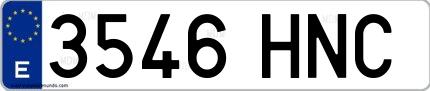 Ejemplo de matrícula española 3546 HNC