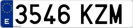 Ejemplo de matrícula española 3546 KZM