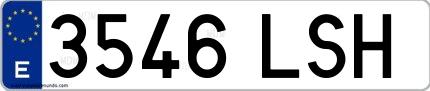 Ejemplo de matrícula española 3546 LSH
