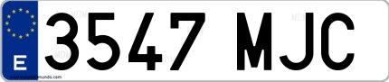 Ejemplo de matrícula española 3547 MJC