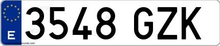 Ejemplo de matrícula española 3548 GZK