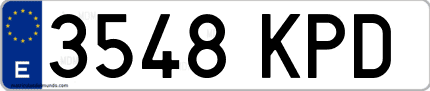 Ejemplo de matrícula de coche ordinaria 3548 KPD