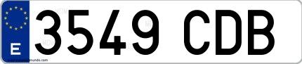 Ejemplo de matrícula española 3549 CDB