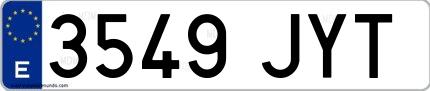 Ejemplo de matrícula española 3549 JYT