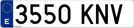 Ejemplo de matrícula española 3550 KNV