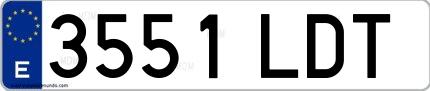 Ejemplo de matrícula española 3551 LDT