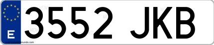 Ejemplo de matrícula española 3552 JKB