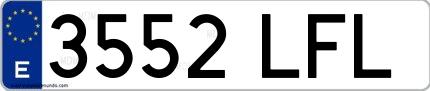 Ejemplo de matrícula española 3552 LFL