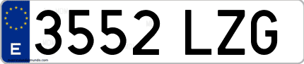 Ejemplo de matrícula de coche ordinaria 3552 LZG