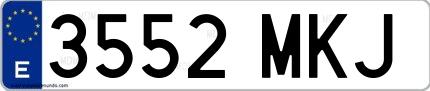 Ejemplo de matrícula española 3552 MKJ