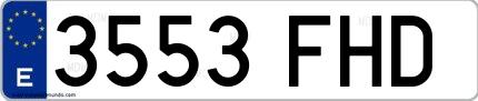 Ejemplo de matrícula española 3553 FHD