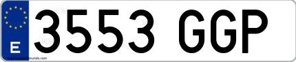 Ejemplo de matrícula española 3553 GGP