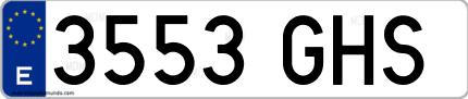 Ejemplo de matrícula de coche ordinaria 3553 GHS