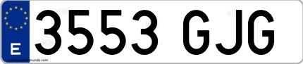 Ejemplo de matrícula española 3553 GJG