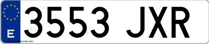 Ejemplo de matrícula española 3553 JXR