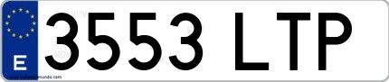 Ejemplo de matrícula española 3553 LTP