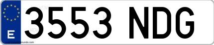 Ejemplo de matrícula española 3553 NDG