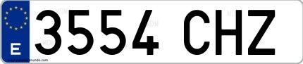 Ejemplo de matrícula española 3554 CHZ