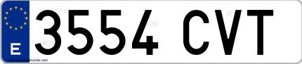 Ejemplo de matrícula española 3554 CVT