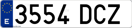 Ejemplo de matrícula de coche ordinaria 3554 DCZ