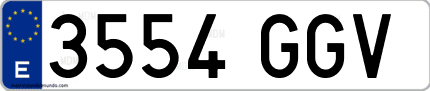 Ejemplo de matrícula de coche ordinaria 3554 GGV