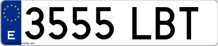 Ejemplo de matrícula de coche ordinaria 3555 LBT