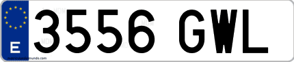 Ejemplo de matrícula de coche ordinaria 3556 GWL