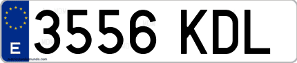 Ejemplo de matrícula de coche ordinaria 3556 KDL