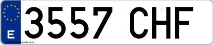 Ejemplo de matrícula española 3557 CHF