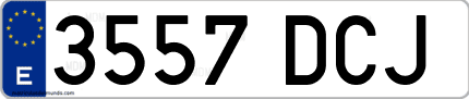 Ejemplo de matrícula de coche ordinaria 3557 DCJ