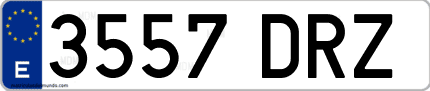 Ejemplo de matrícula de coche ordinaria 3557 DRZ