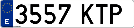 Ejemplo de matrícula de coche ordinaria 3557 KTP