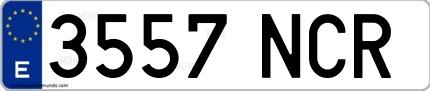 Ejemplo de matrícula española 3557 NCR
