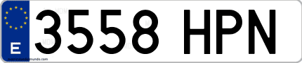 Ejemplo de matrícula de coche ordinaria 3558 HPN
