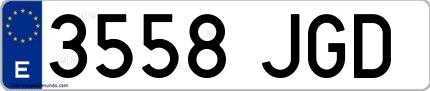 Ejemplo de matrícula española 3558 JGD