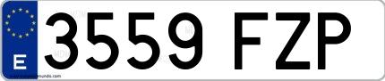 Ejemplo de matrícula española 3559 FZP