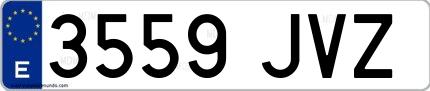 Ejemplo de matrícula española 3559 JVZ
