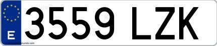 Ejemplo de matrícula española 3559 LZK
