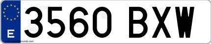 Ejemplo de matrícula española 3560 BXW