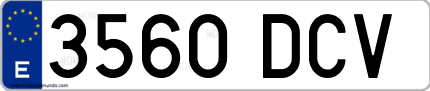 Ejemplo de matrícula de coche ordinaria 3560 DCV
