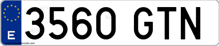 Ejemplo de matrícula de coche ordinaria 3560 GTN
