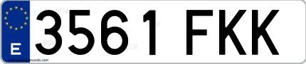 Ejemplo de matrícula española 3561 FKK